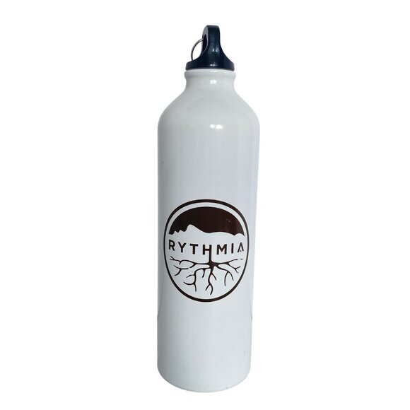 Rythmia White Metal Water Bottle With Black Screw Lid Clip 24 Oz Capacity - Picture 1 of 7